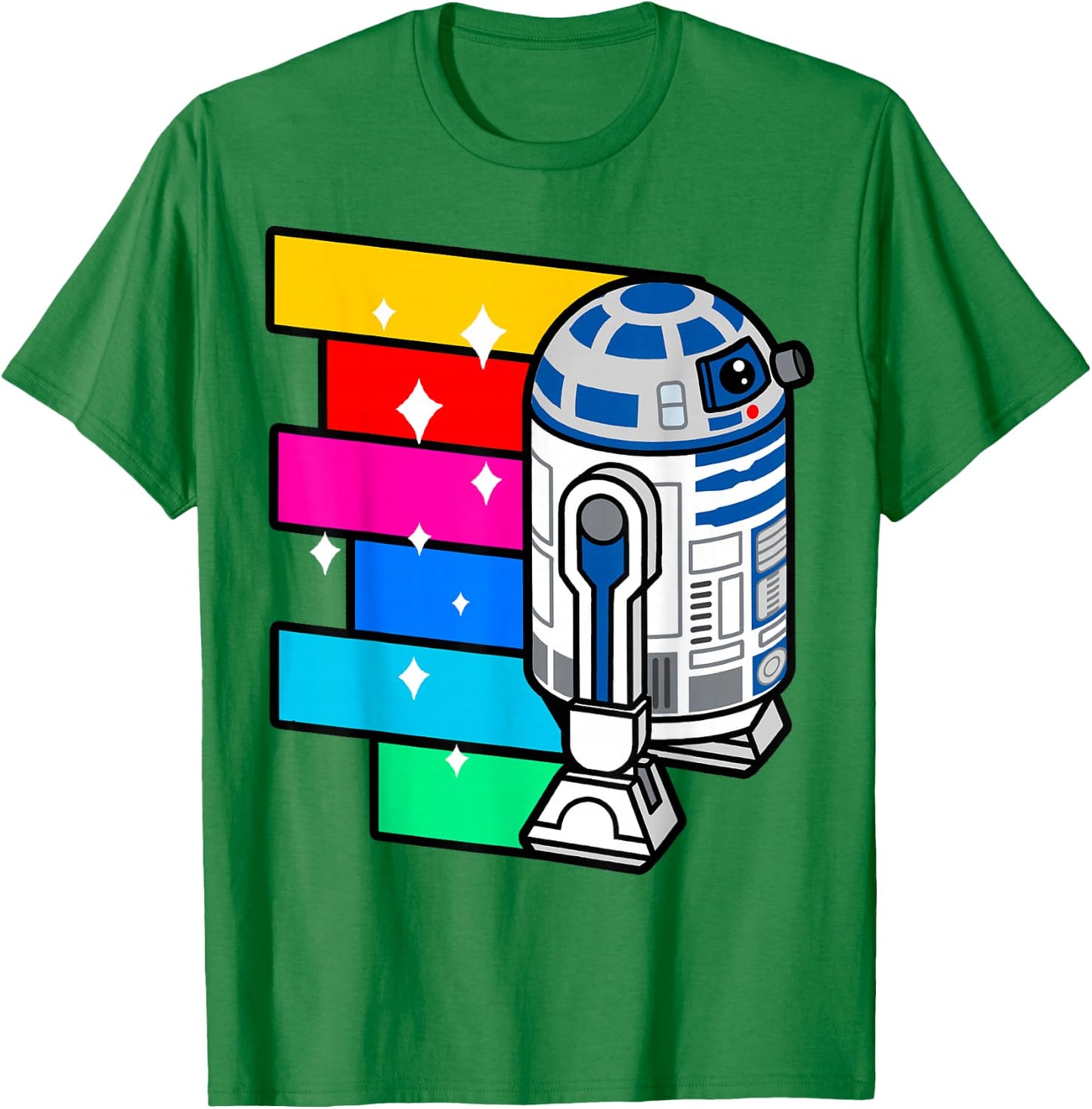 Star Wars R2-D2 Rainbow Roll Cartoon Graphic T-Shirt - T-Shirt | Irish Green