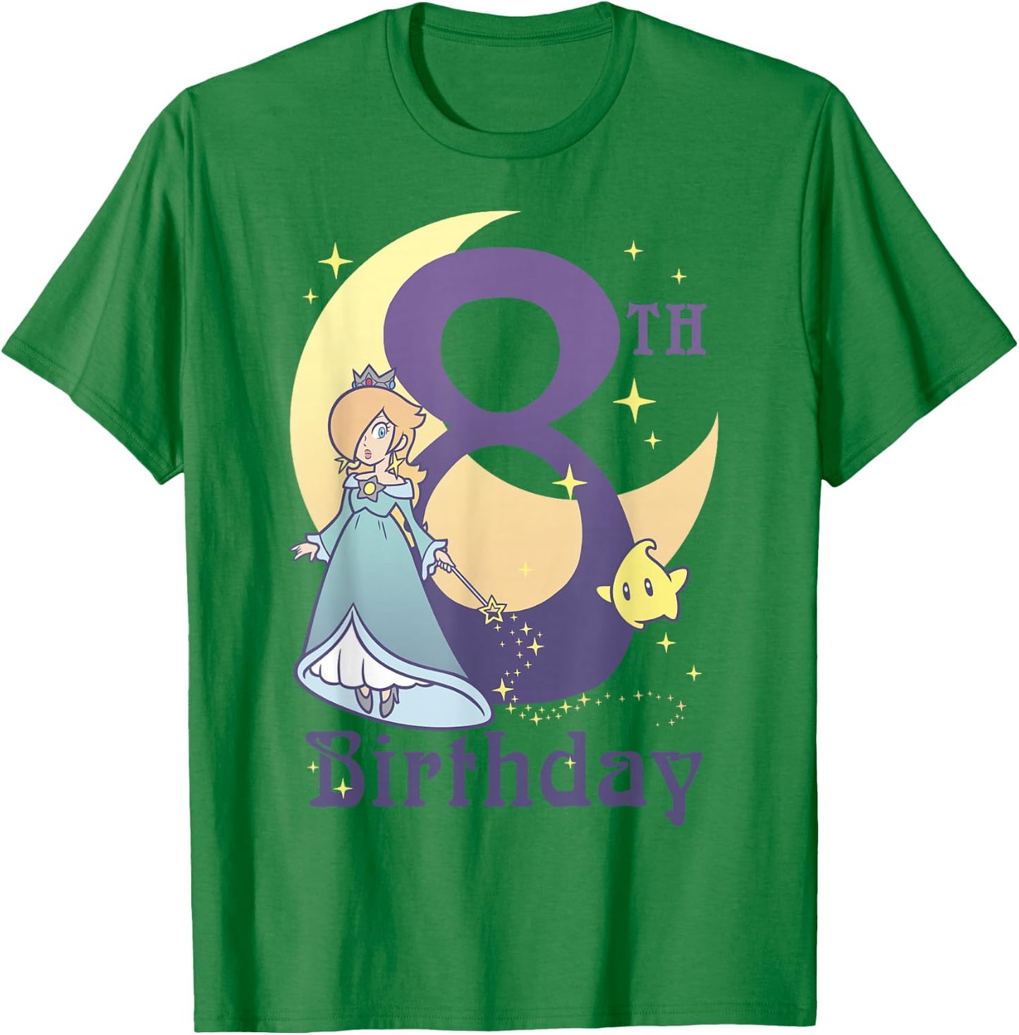 Super Mario Rosalina And Luma 8th Birthday Moon Portrait T-Shirt - T-Shirt | Irish Green