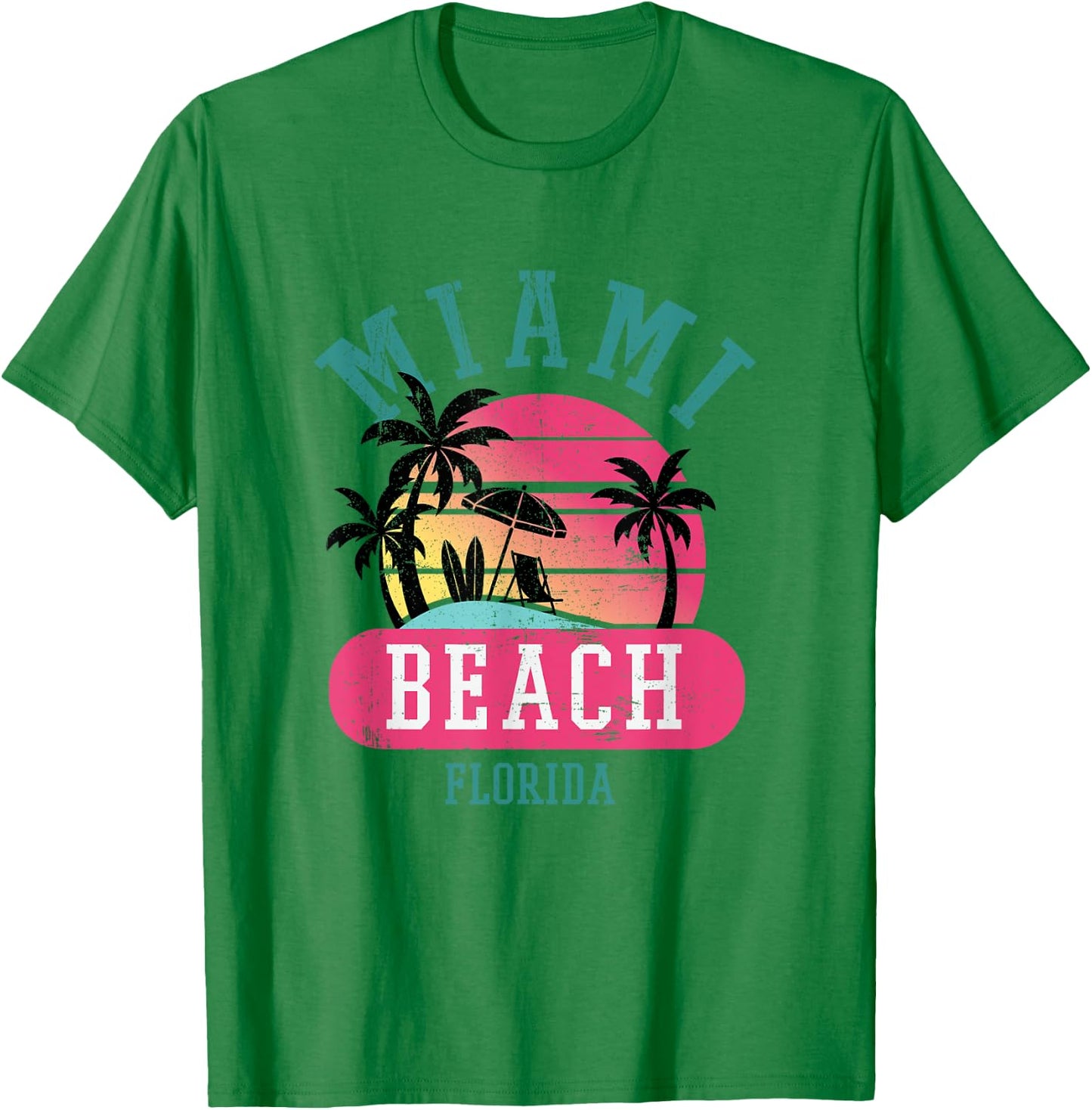 Retro Cool Miami Beach Florida Beaches Shirt T-Shirt - T-Shirt | Irish Green