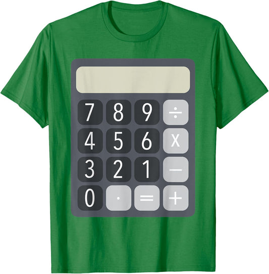 HalloAndWeenCostumes Adult Calculator Costume , Grey, XL, Short Sleeve, Classic Fit, Pull On, Halloween, Costume Party T-Shirt - T-Shirt | Irish Green