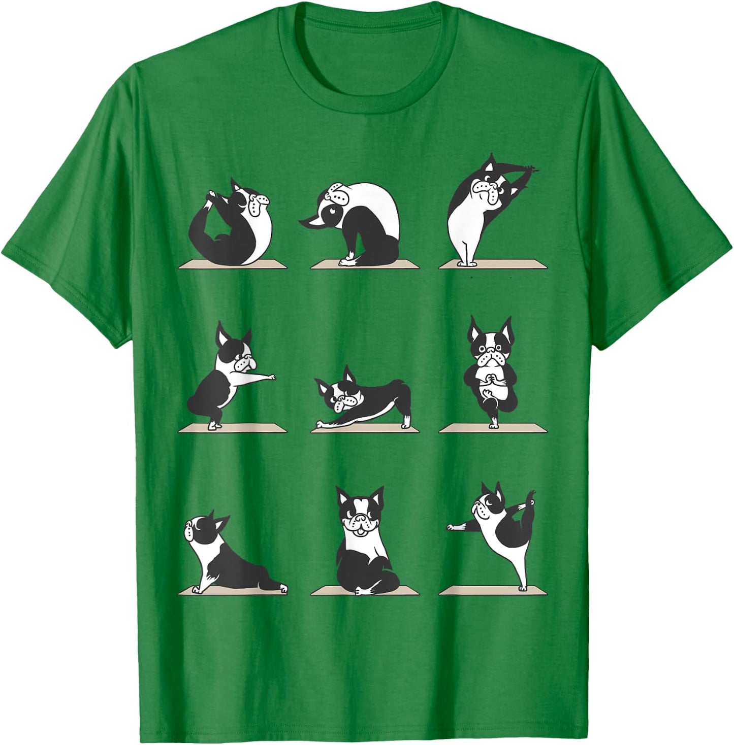 Boston Terriers Yoga Asana Pose Meditation Funny T-Shirt - T-Shirt | Irish Green
