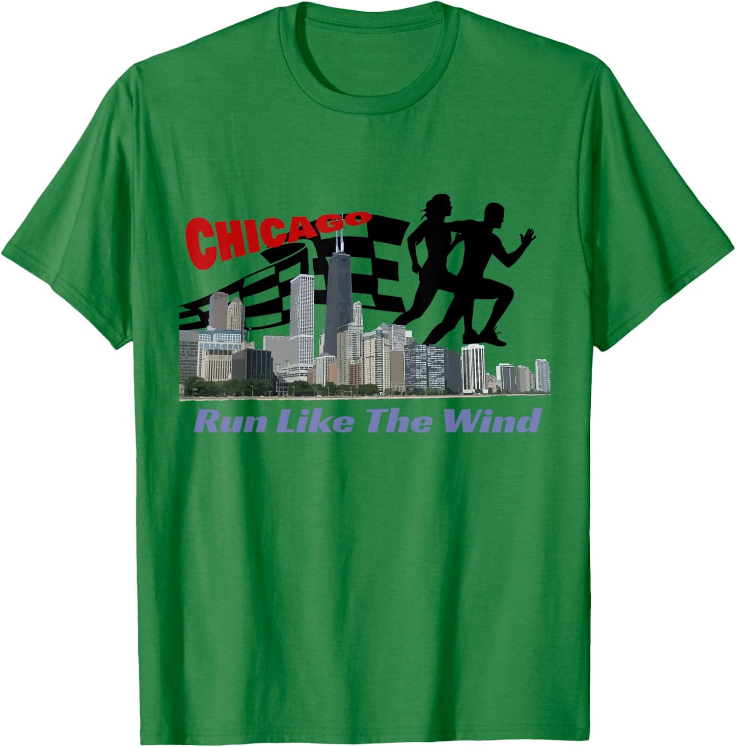 Chicago Run Like The Wind Marathon Runner 26.2 T-Shirt - T-Shirt | Irish Green