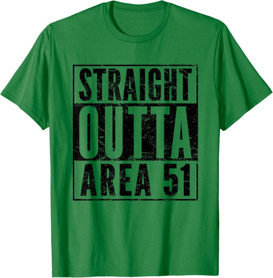 Funny UFO Alien Hunter Straight Outta Area 51 T-Shirt - T-Shirt | Irish Green