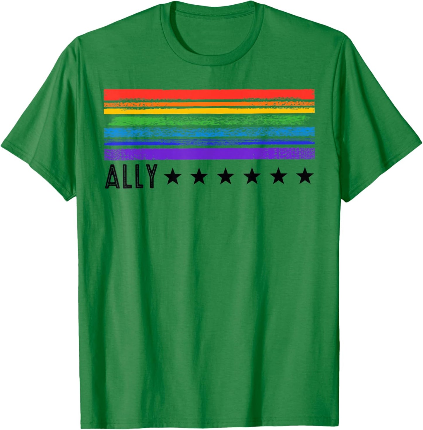 Retro LGBTQ Ally Pride Month Rainbow Stars LGBT Flag T-Shirt - T-Shirt | Irish Green