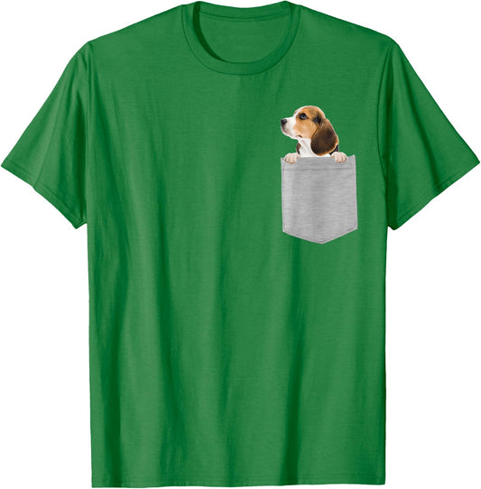Dog in Your Pocket Beagle Puppy T-Shirt - T-Shirt | Irish Green