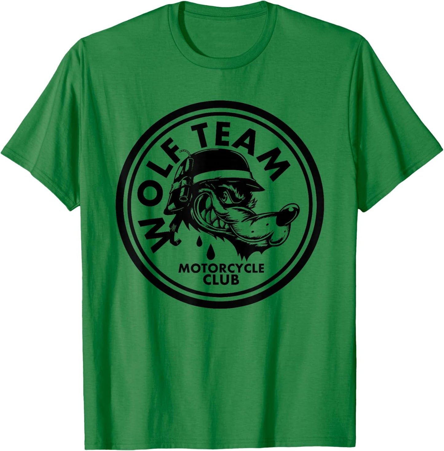Motorcycle Club with Wolf Design Artwork T-Shirt - T-Shirt | Irish Green