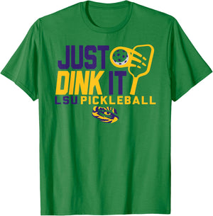 LSU Tigers Pickleball Dink White Officially Licensed T-Shirt - T-Shirt | Irish Green