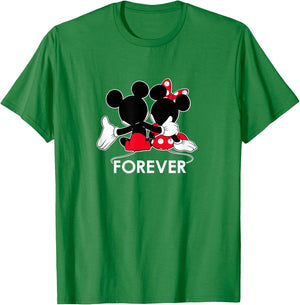 Disney Mickey and Minnie Mouse Silhouettes Forever Small T-Shirt - T-Shirt | Irish Green