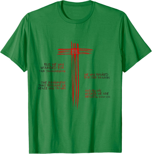 Jesus Christ Crucified - Isaiah 53:5 Christian T-Shirt - T-Shirt | Irish Green