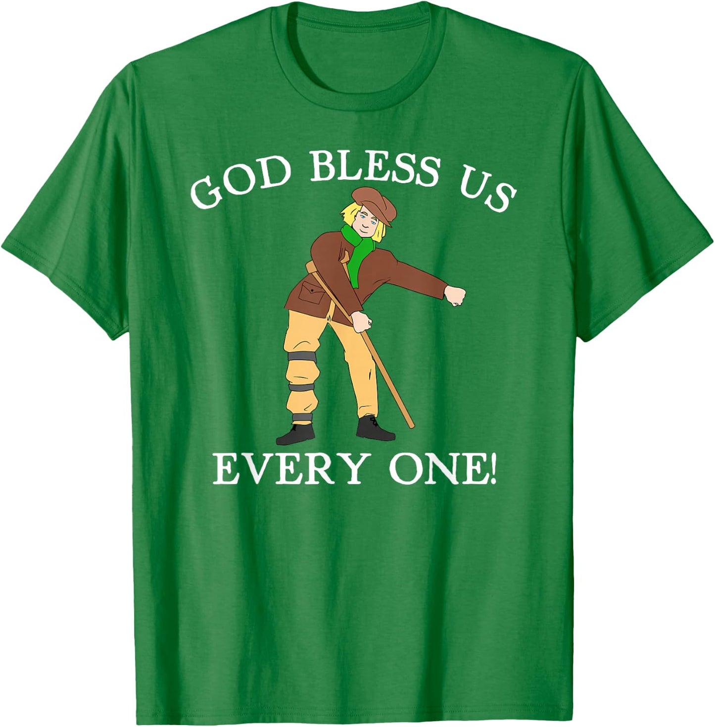 Floss Dance Christmas Carol Tiny Tim God Bless Us Everyone T-Shirt - T-Shirt | Irish Green