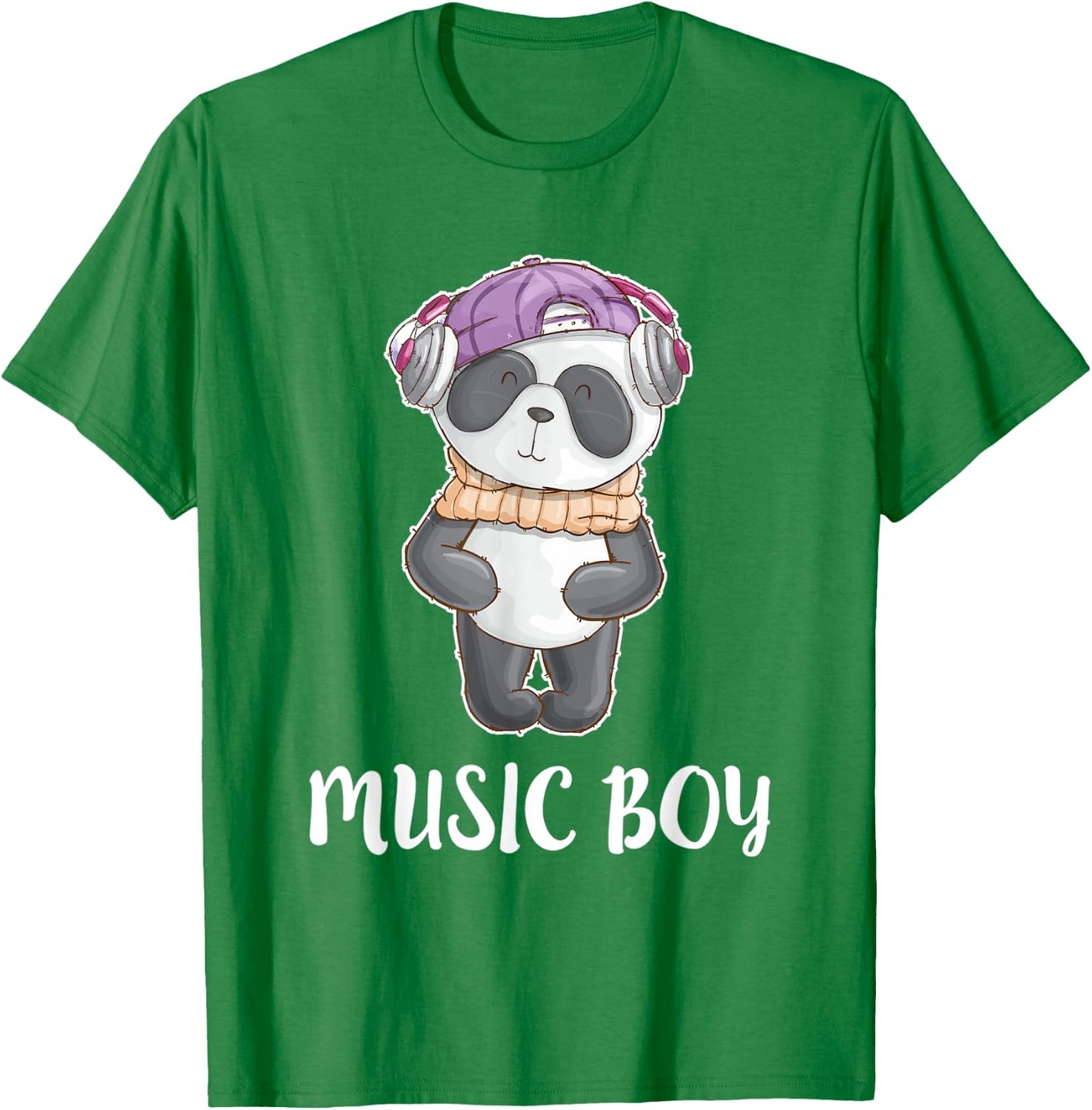 Dj Panda Headphones T Shirt Cute Music Boys Kids T-Shirt - T-Shirt | Irish Green