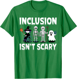 Inclusion Isn't Scary Teacher Skeleton Ghost Cute Halloween T-Shirt - T-Shirt | Irish Green
