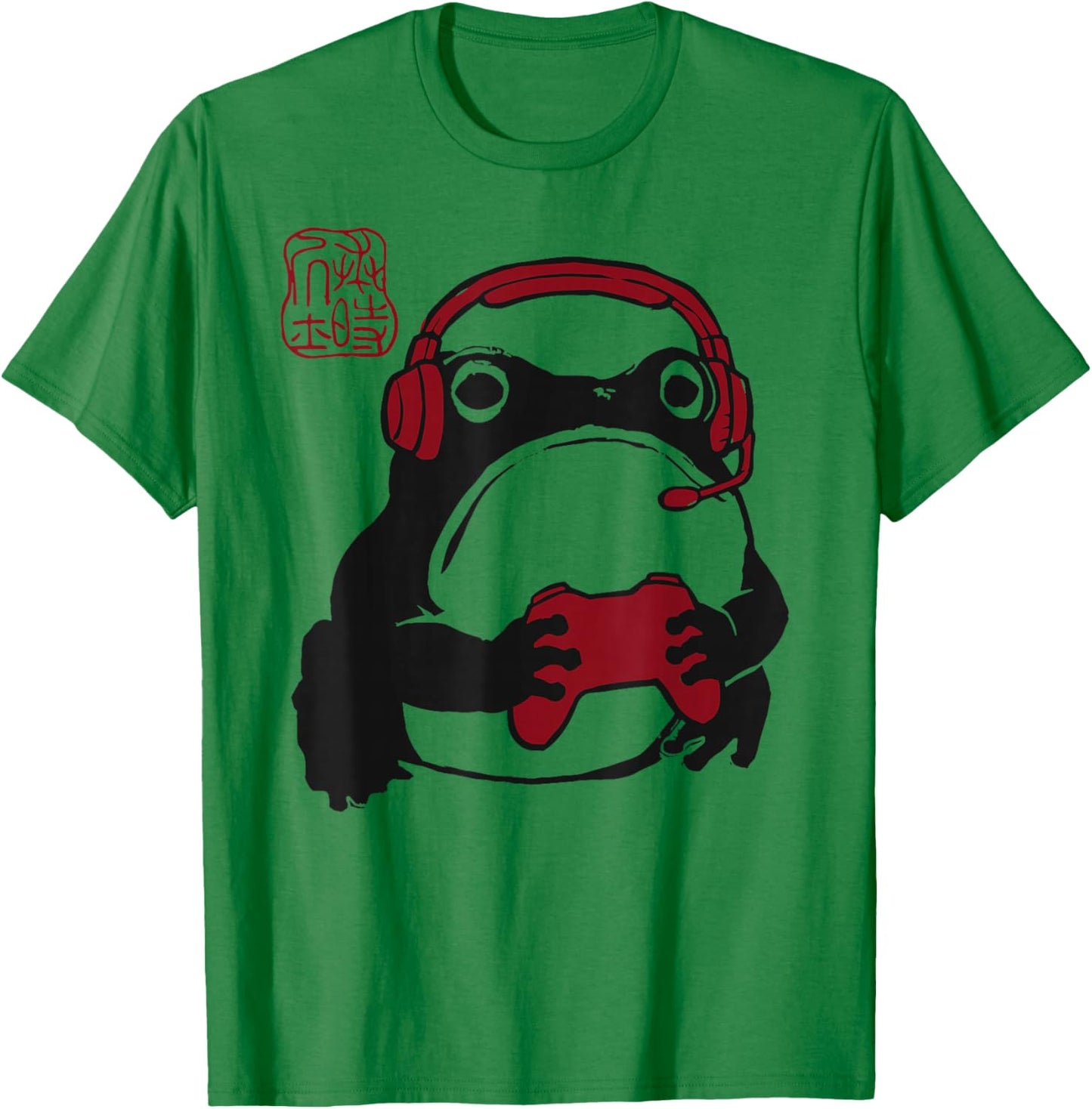 Grumpy Frog Funny Gaming Anime Japanese T-Shirt - T-Shirt | Irish Green