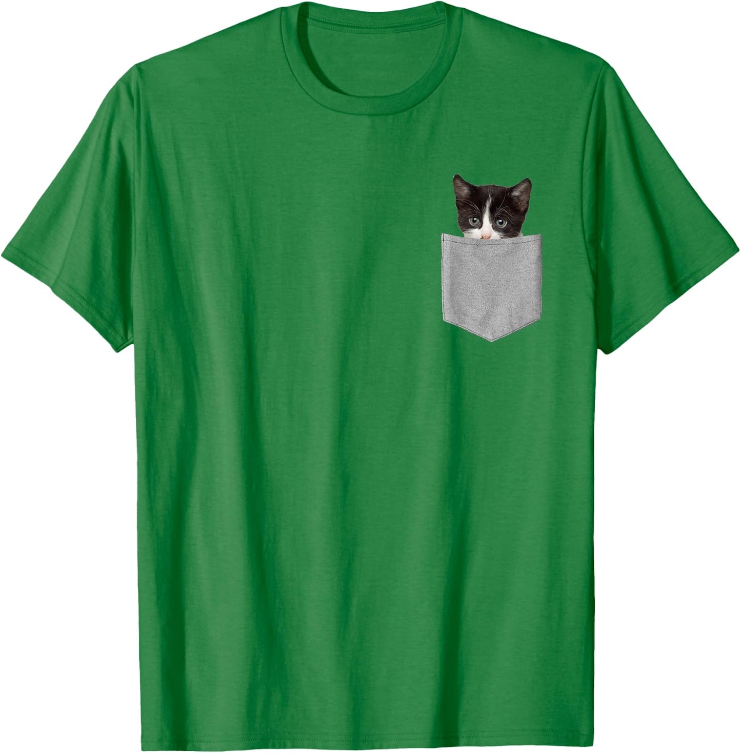 Cute Cat Peeking in Pocket Cat Lover T-Shirt - T-Shirt | Irish Green