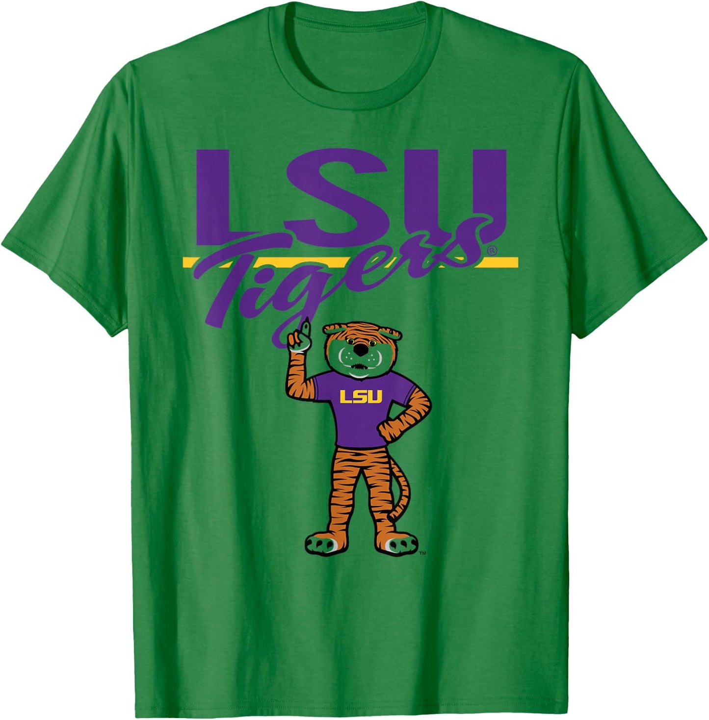 LSU Tigers Mascot White Officially Licensed T-Shirt - T-Shirt | Irish Green