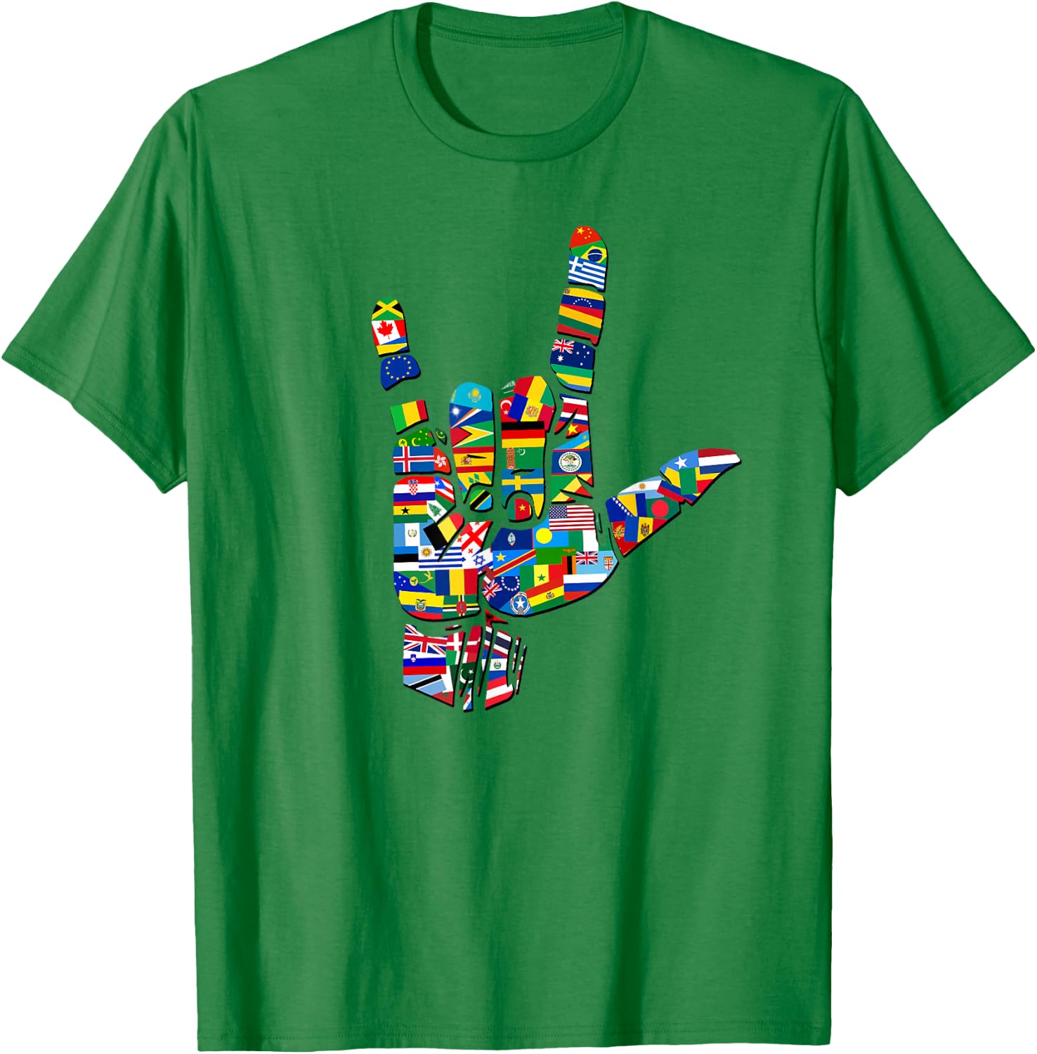 Flags of The Countries of The World, Love Sign T-Shirt - T-Shirt | Irish Green