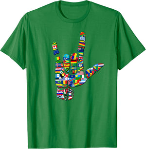 Flags of The Countries of The World, Love Sign T-Shirt - T-Shirt | Irish Green