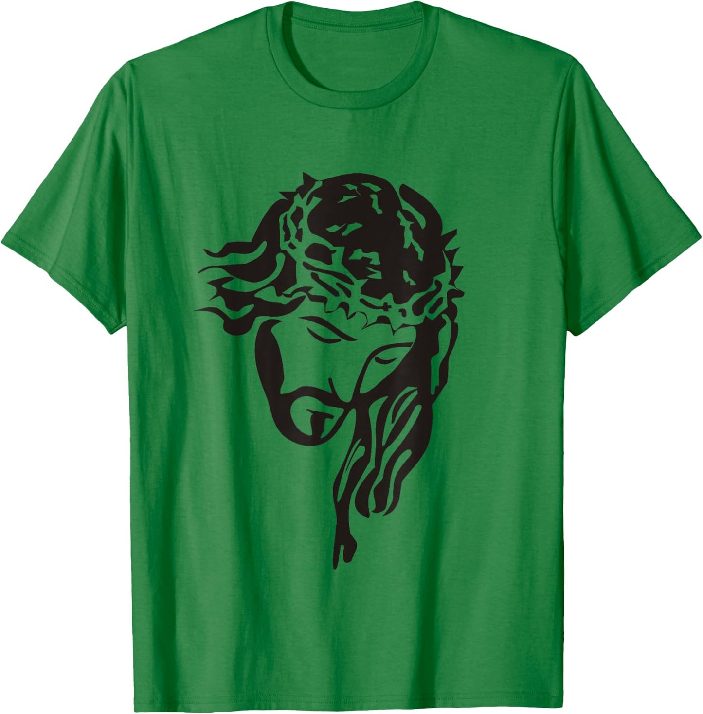 Jesus Christ God Love Face Religion Faith Graphic T-Shirt - T-Shirt | Irish Green