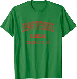 Hartford Connecticut CT Vintage Athletic Sports Design T-Shirt - T-Shirt | Irish Green