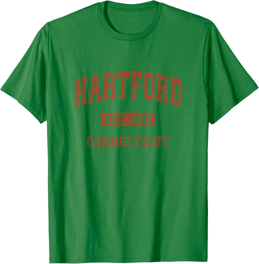 Hartford Connecticut CT Vintage Athletic Sports Design T-Shirt - T-Shirt | Irish Green