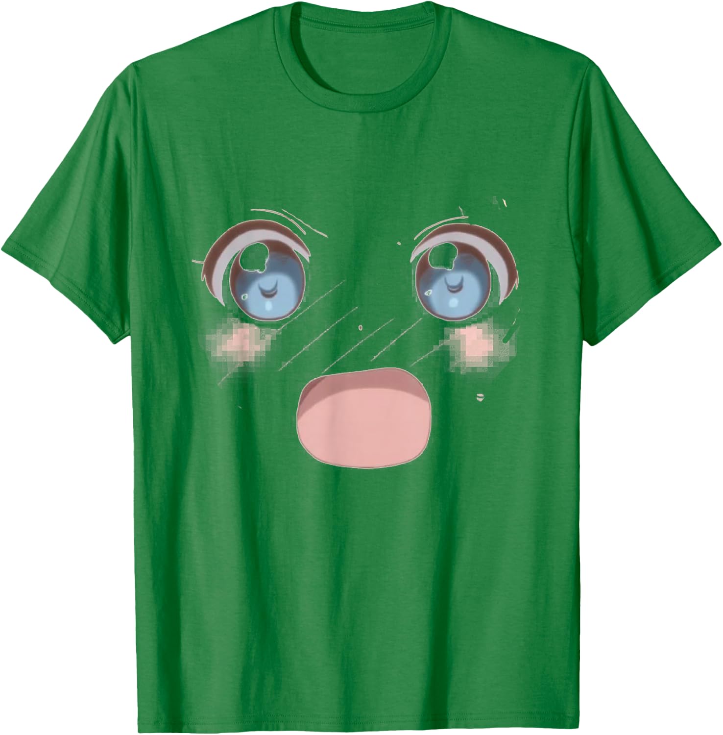 Kawaii Anime Face - Weeaboo Otaku Anime T Shirt T-Shirt - T-Shirt | Irish Green