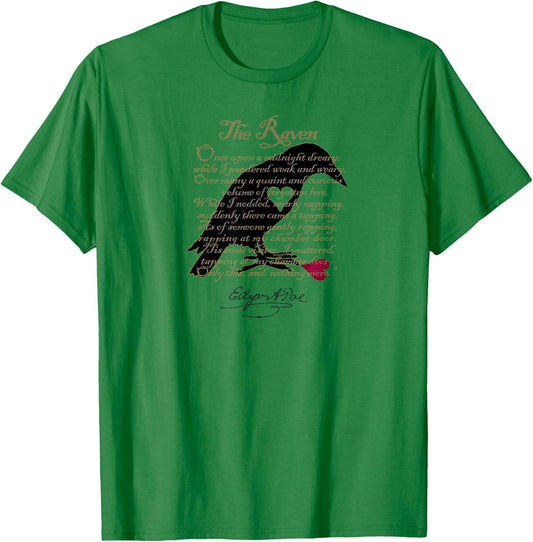 Edgar Allan Poe T Shirt Gothic Tales of Poe Gif for Readers T-Shirt - T-Shirt | Irish Green