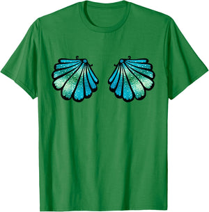 Mermaid, Seashell, Sea, Shell, Bikini, Carnival, Halloween T-Shirt - T-Shirt | Irish Green