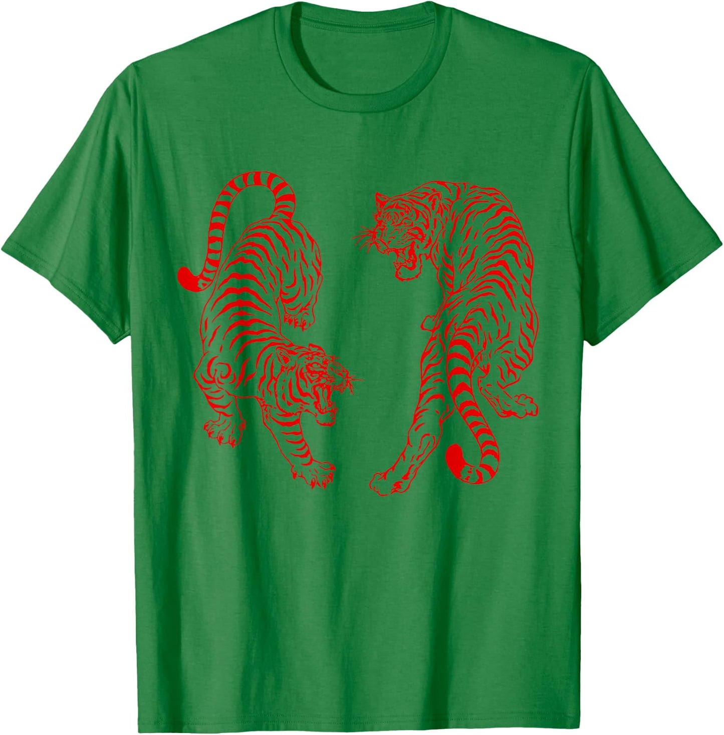 Vintage Tiger Yin Yang Graphic Men Women T-Shirt - T-Shirt | Irish Green