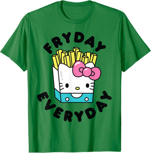 Hello Kitty French Fries Fryday Everyday Friday T-Shirt - T-Shirt | Irish Green