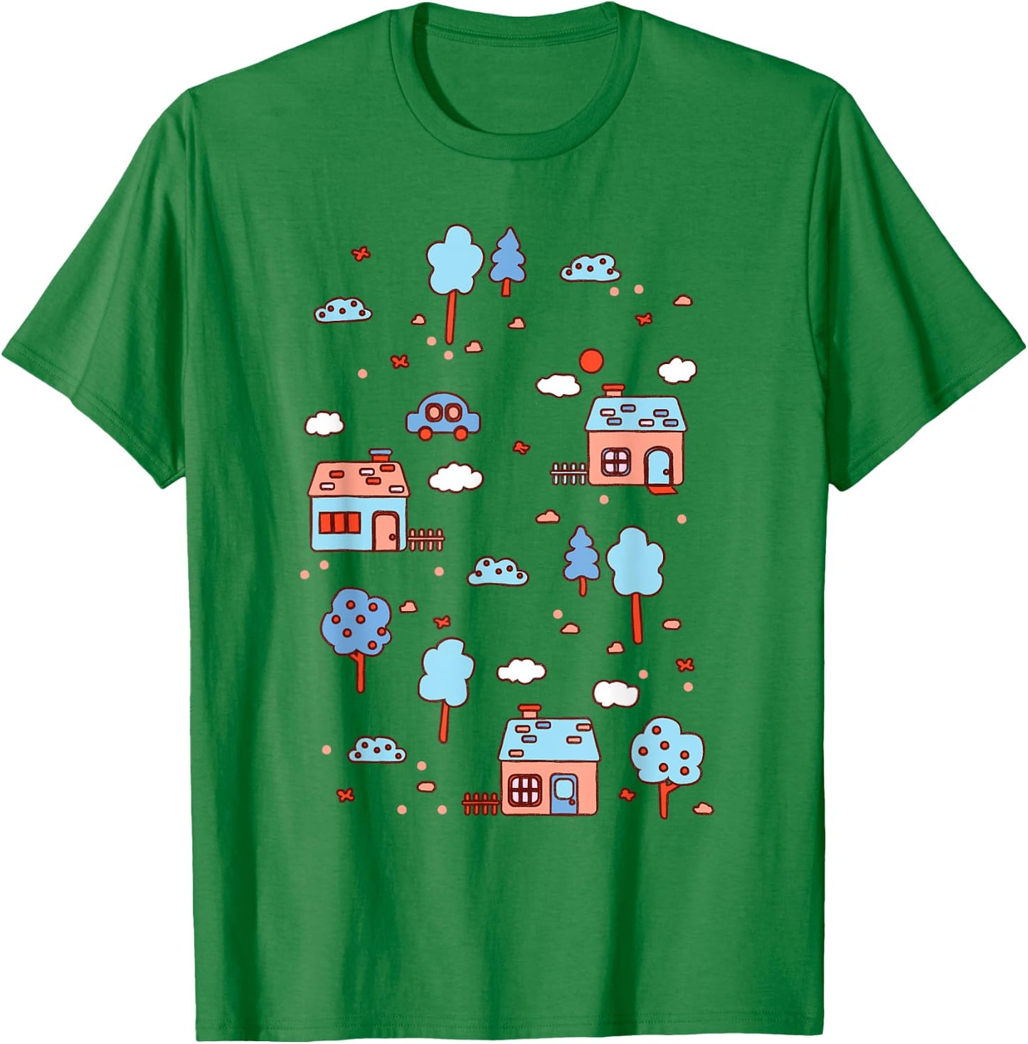 Little House Town Map T-Shirt - T-Shirt | Irish Green