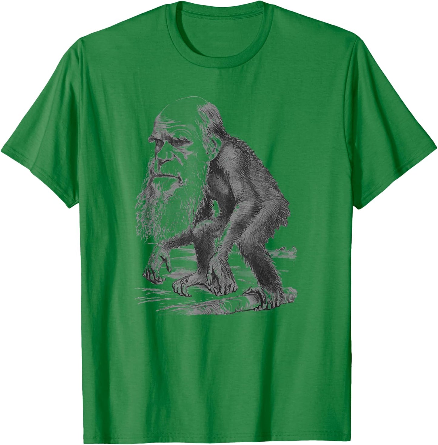 Charles Darwin Monkey Vintage Cartoon T-Shirt - T-Shirt | Irish Green