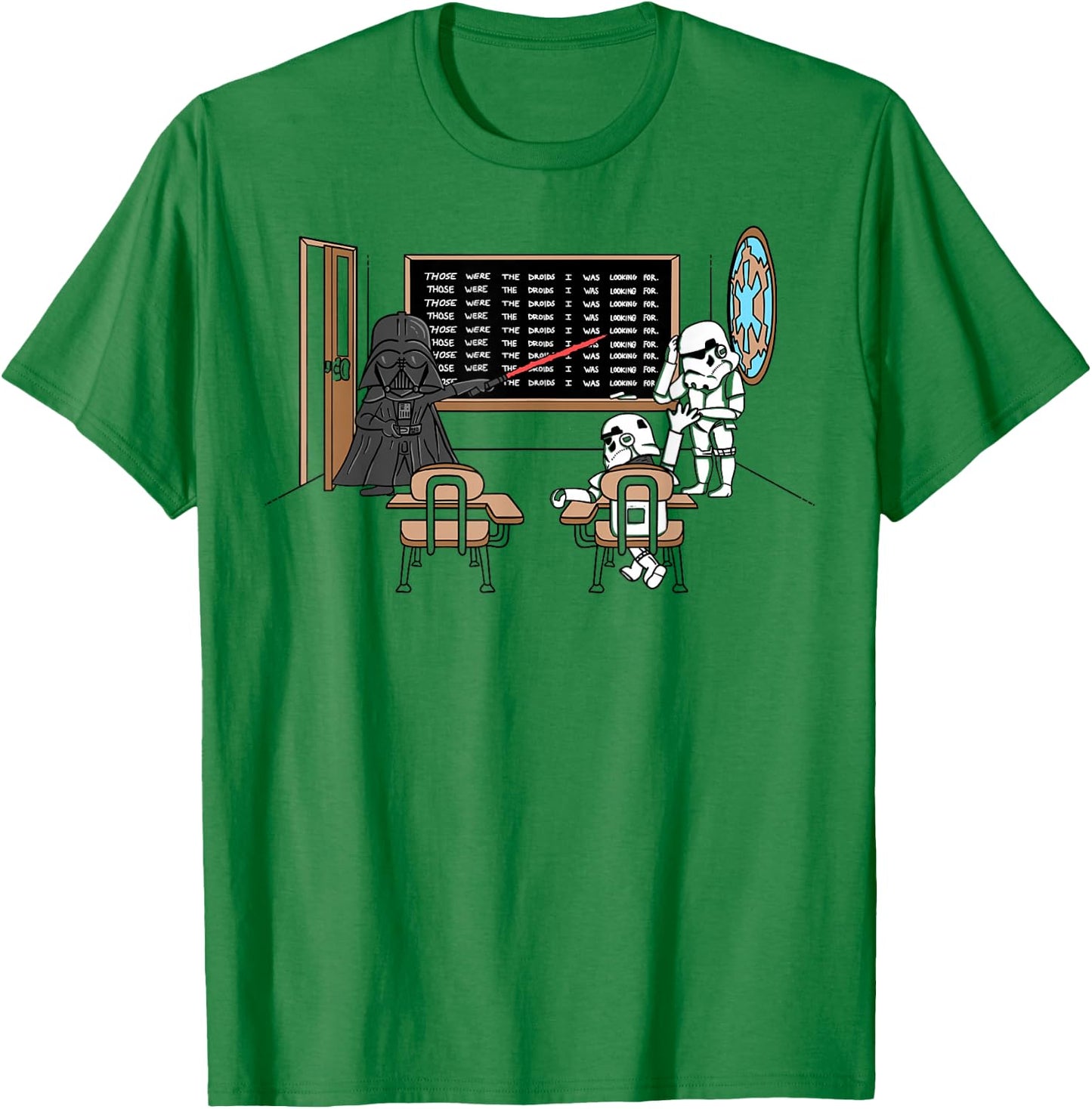 Star Wars Darth Vader Those Were The Droids Classroom Doodle T-Shirt - T-Shirt | Irish Green