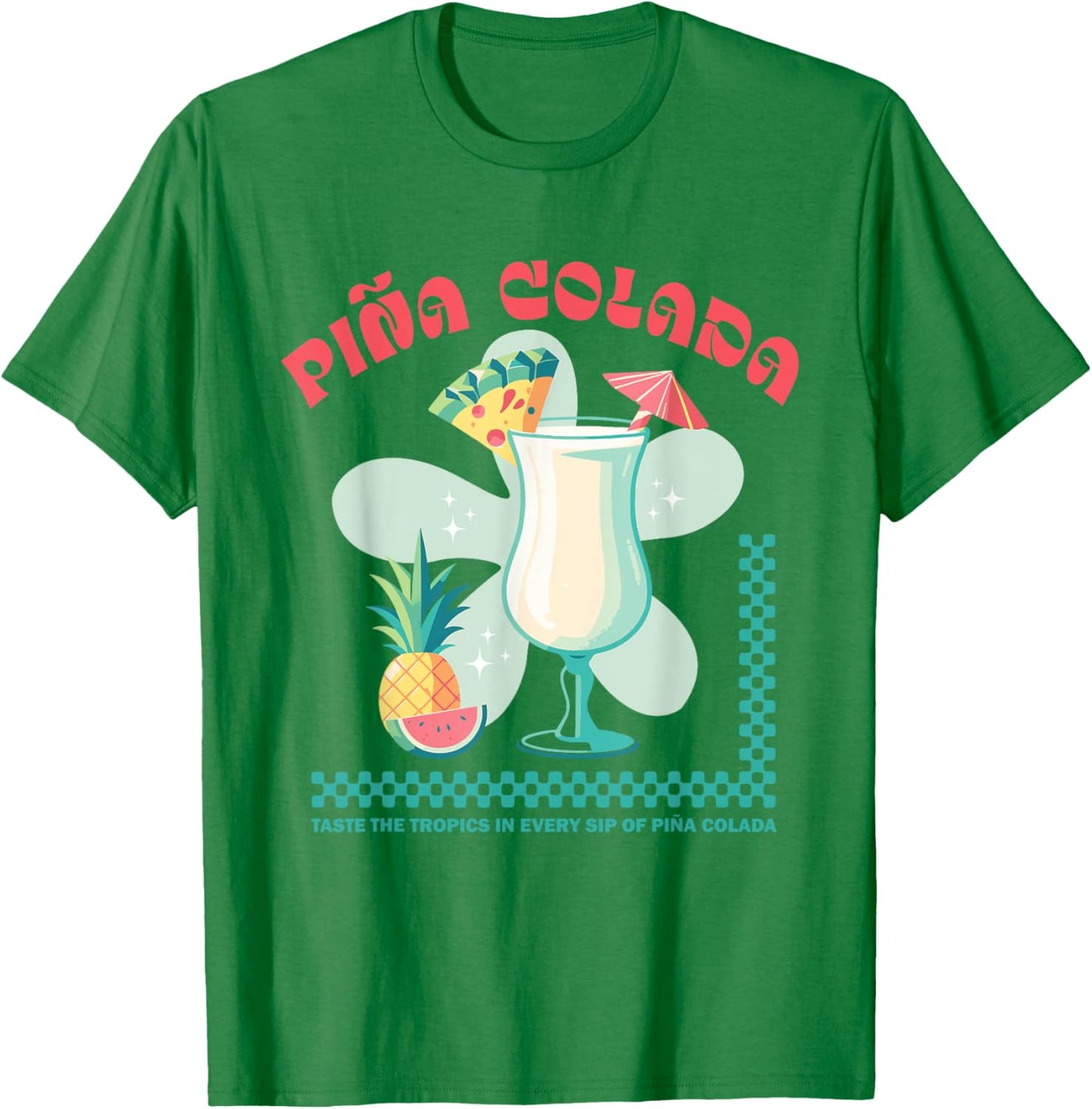 Tropical Piña Colada Retro Cocktail Pineapple Drink Beach T-Shirt - T-Shirt | Irish Green
