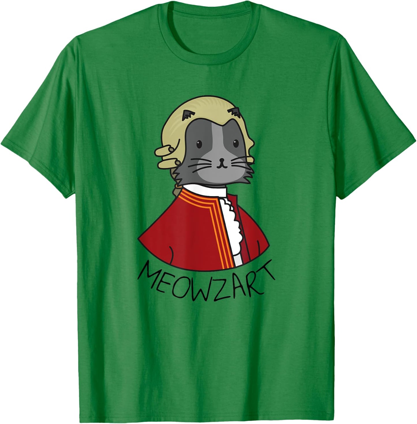 Meowzart | Funny Cat & Classic Music Mozart Men Women Kids T-Shirt - T-Shirt | Irish Green