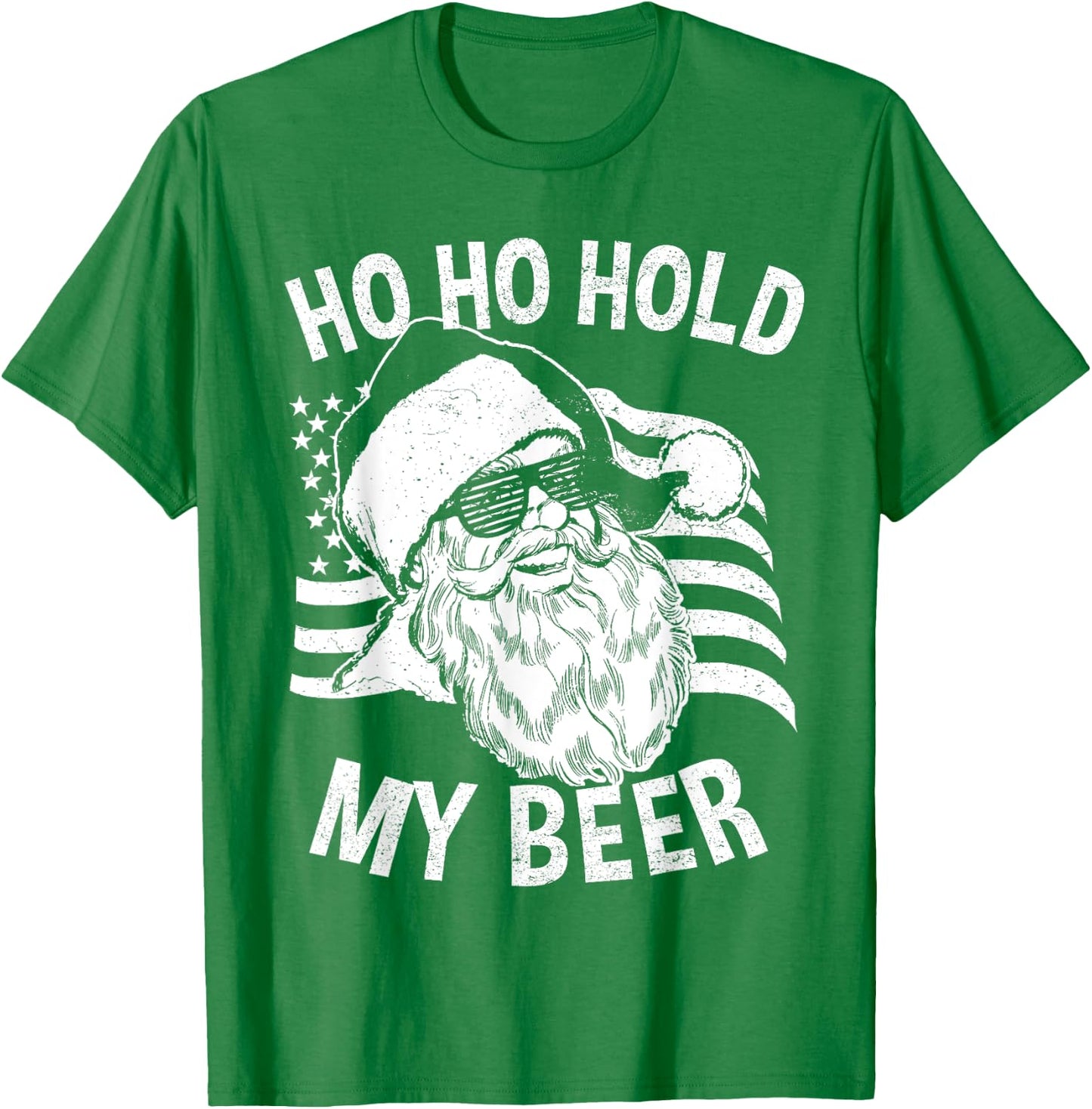 Christmas In July Shirt | Hipster Santa Ho Ho Hold My Beer T-Shirt - T-Shirt | Irish Green