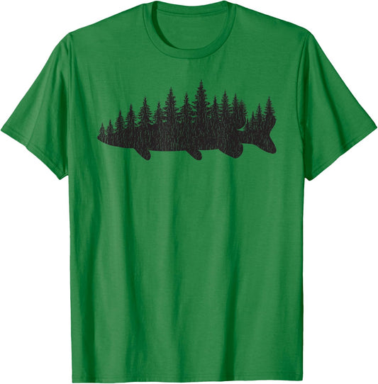 Northern Pike Treeline Fisherman Angling T-Shirt - T-Shirt | Irish Green
