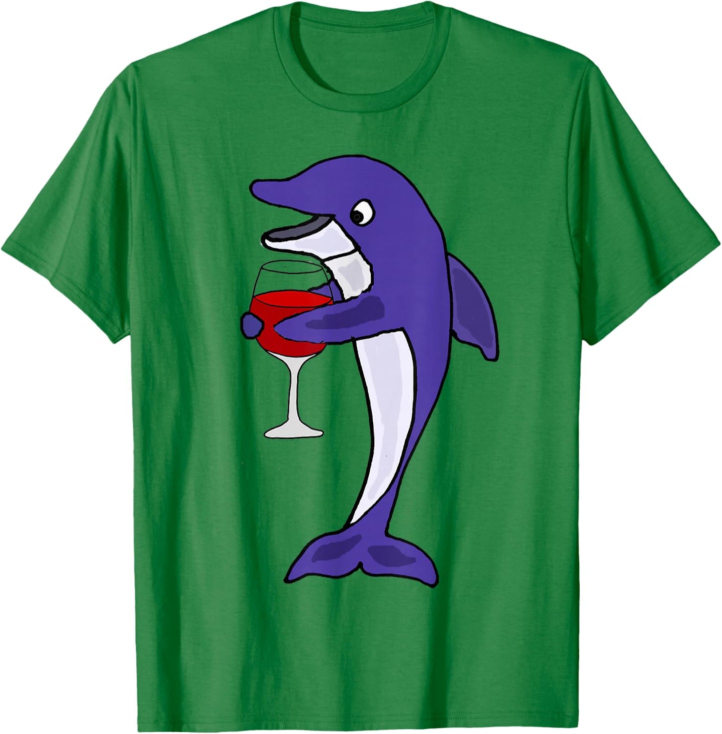 Smilemoretees Funny Dolphin Drinking Wine T-Shirt - T-Shirt | Irish Green