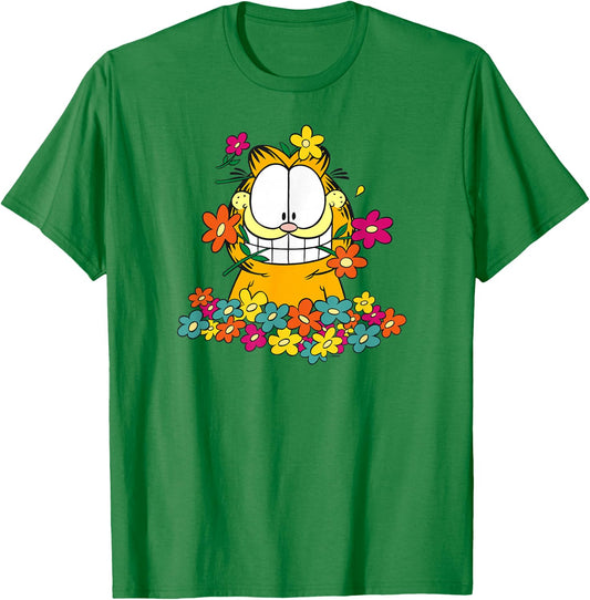 Garfield in The Garden T-Shirt - T-Shirt | Irish Green