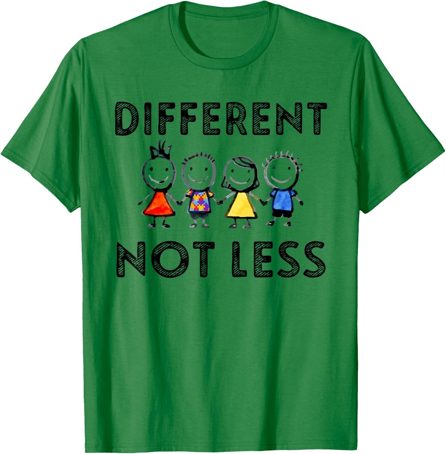Different Not Less Support Autism Awareness Gifts T-Shirt - T-Shirt | Irish Green