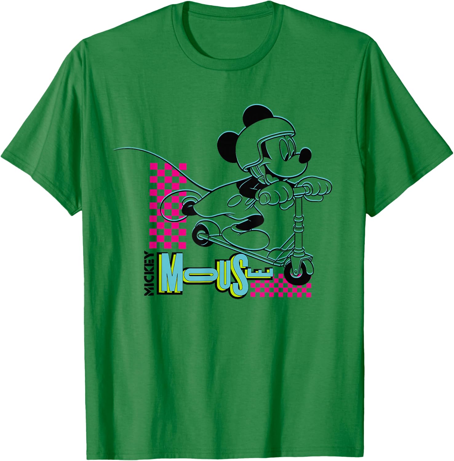 Disney Mickey Mouse Retro 80s Scooter T-Shirt - T-Shirt | Irish Green