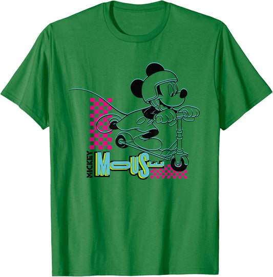 Disney Mickey Mouse Retro 80s Scooter T-Shirt - T-Shirt | Irish Green