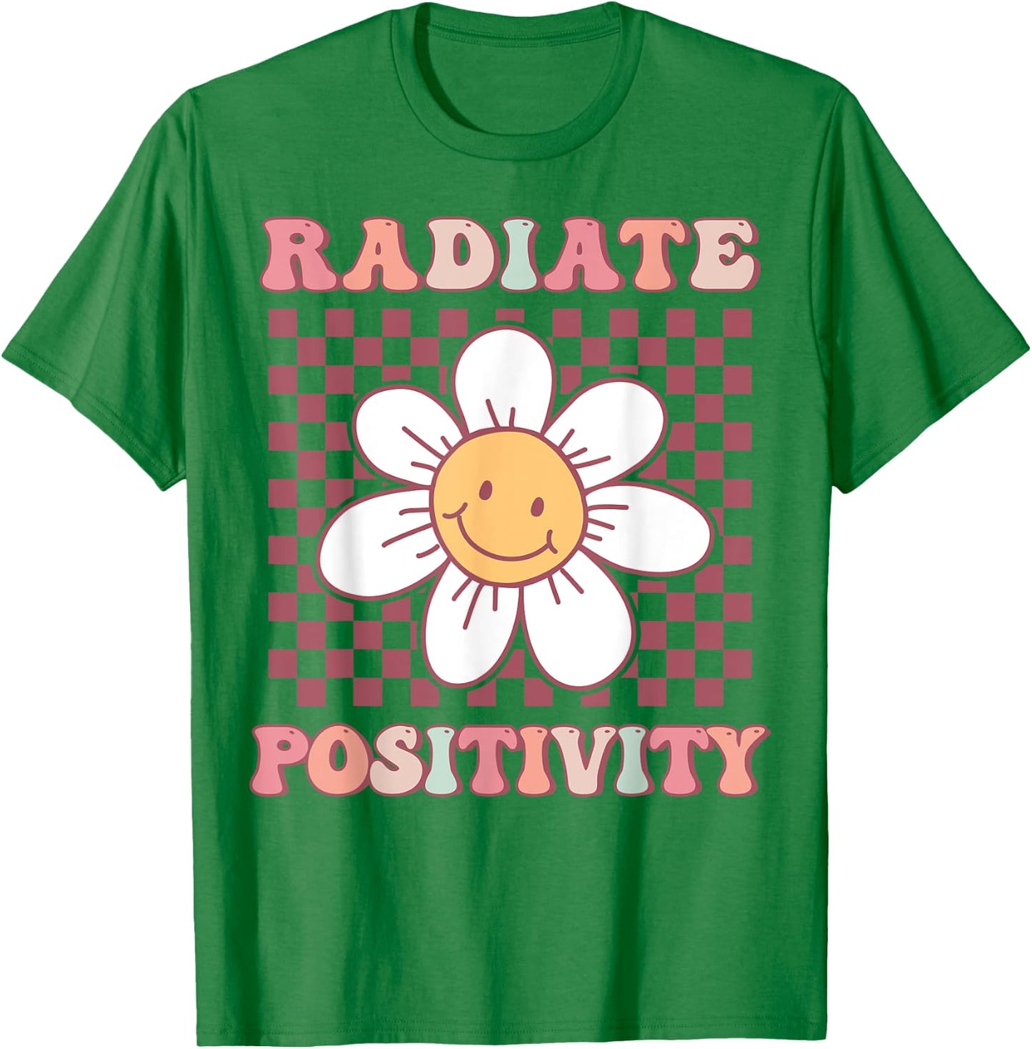 Radiate Positivity Cute Groovy Happy Daisy Flower Positivity T-Shirt - T-Shirt | Irish Green