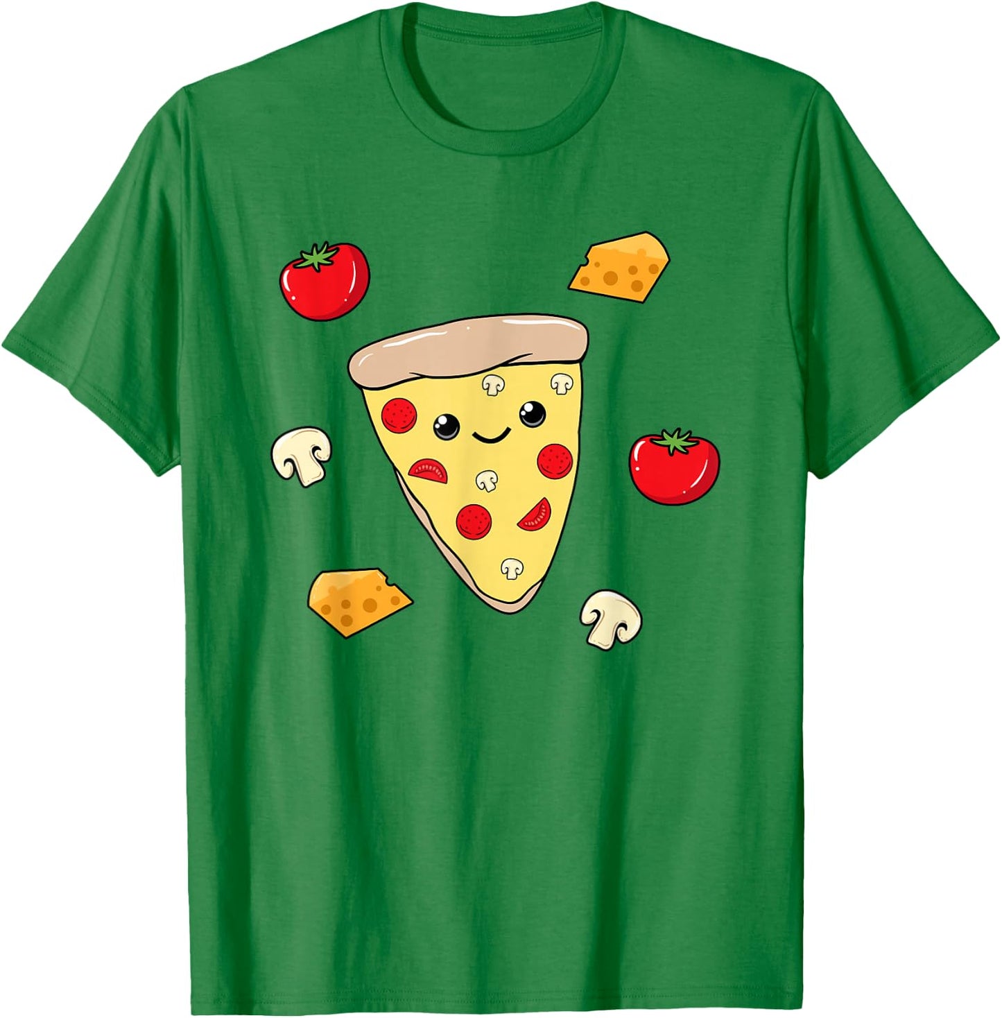 Girl Sweet mushroom Pizza Shirt Pizza Lover Kids Fast Food T-Shirt - T-Shirt | Irish Green