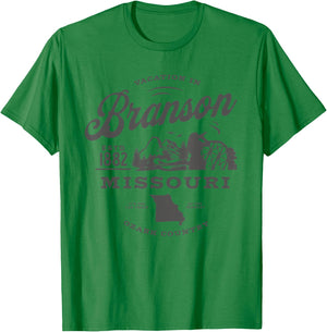 Vacation in Branson, Missouri Estd 1882 Vegas of the Midwest T-Shirt - T-Shirt | Irish Green