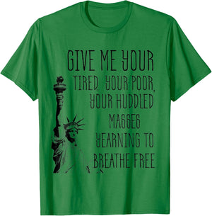USA Statue of Liberty New Colossus Emma Lazarus Quote T-Shirt - T-Shirt | Irish Green
