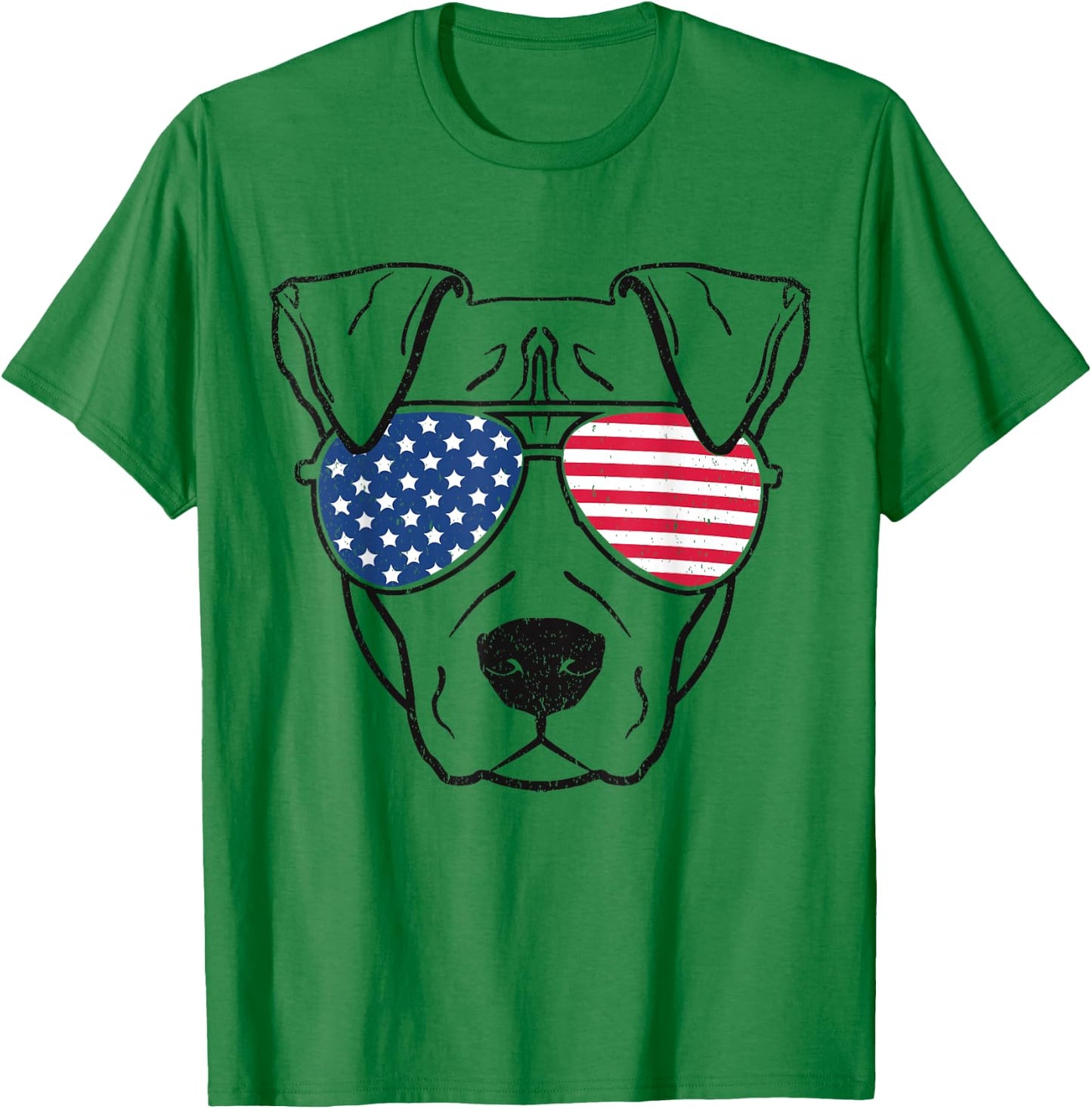 Dog Pit bull US Flag Sunglasses Graphic T Shirt T-Shirt - T-Shirt | Irish Green