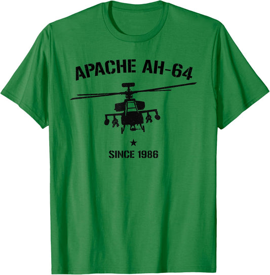 Apache AH-64 Shirt Vintage Army Helicopter T-Shirt - T-Shirt | Irish Green