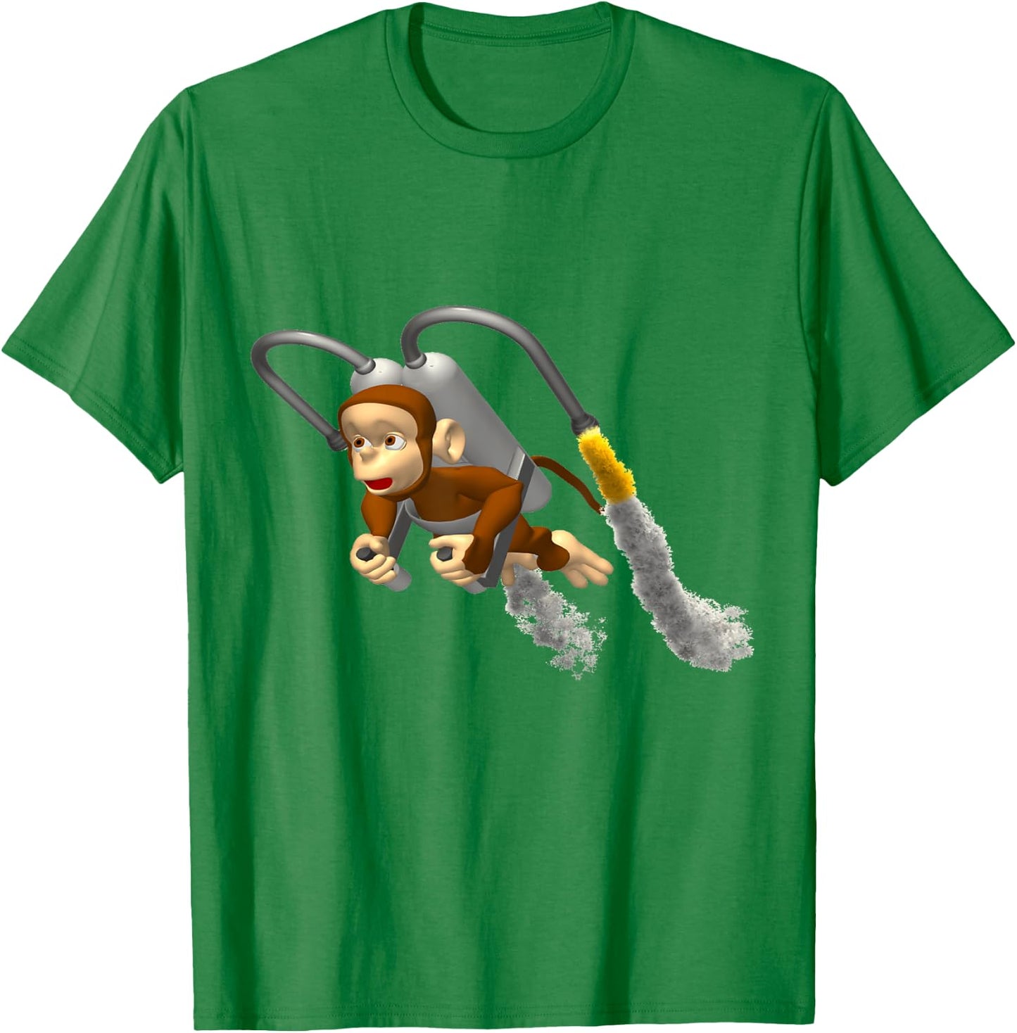 Monkey Flying With Jetpack T-Shirt - T-Shirt | Irish Green
