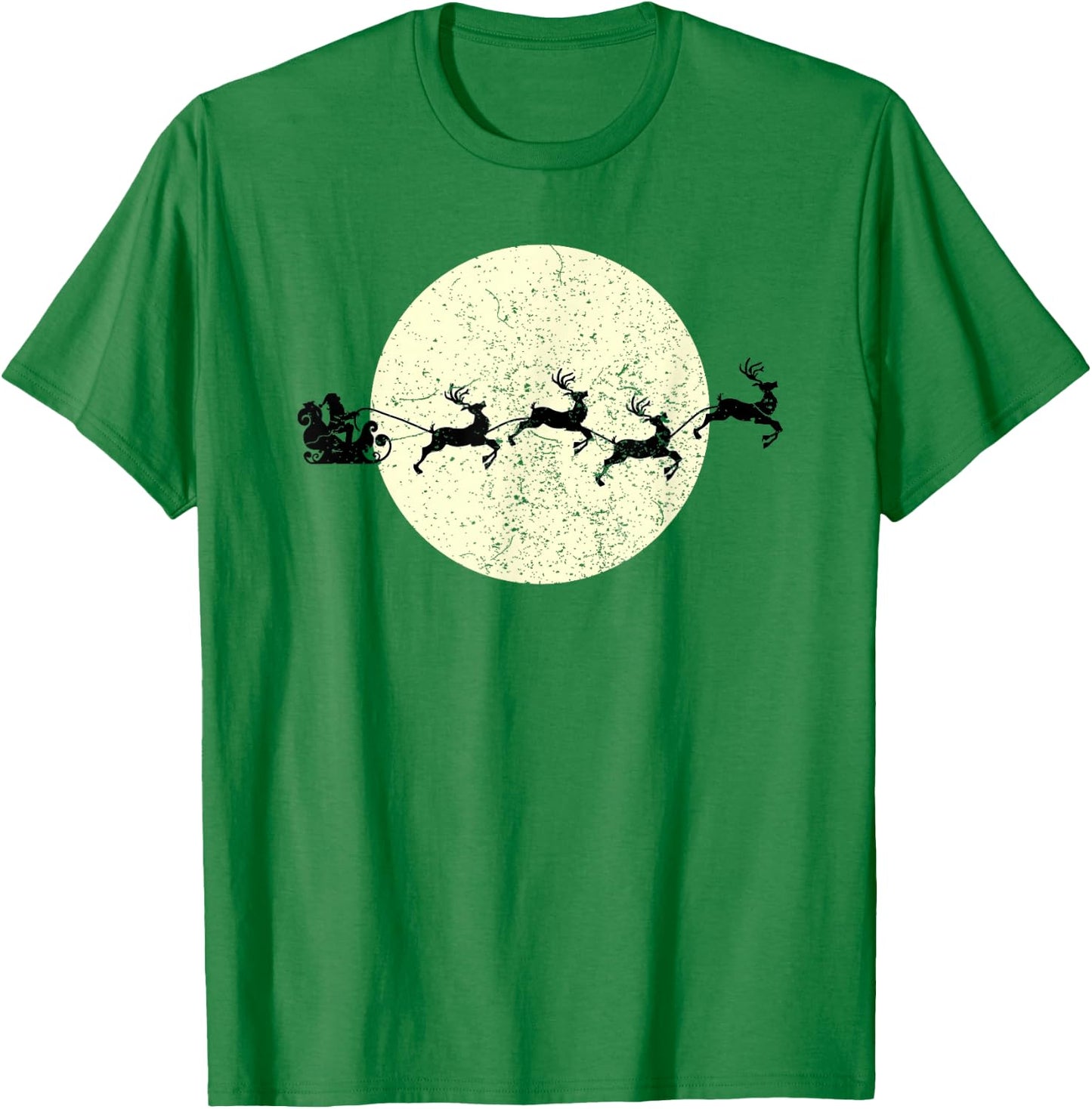 Santa Sleigh On The Moon Christmas Funny T-Shirt - T-Shirt | Irish Green