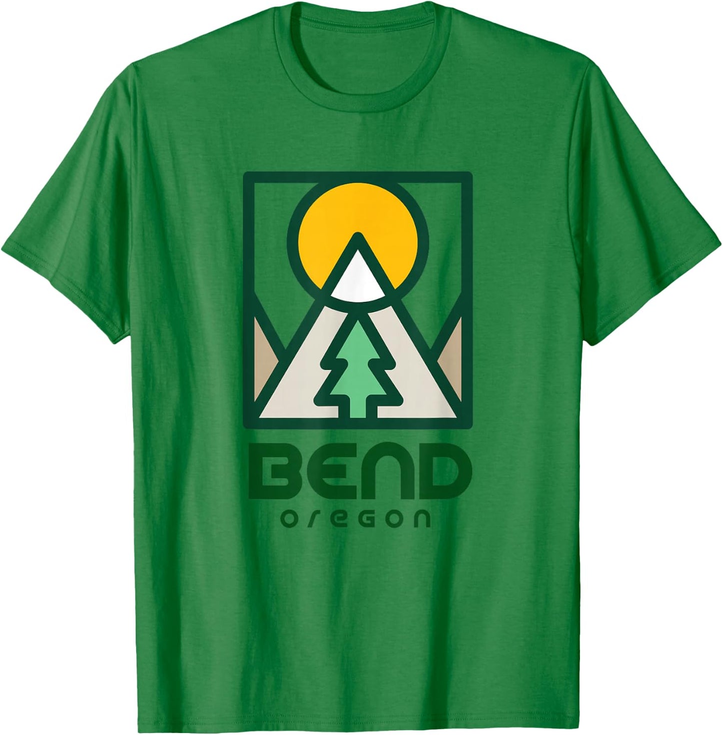 Bend Oregon Mountain Sunset Vacation T-Shirt - T-Shirt | Irish Green